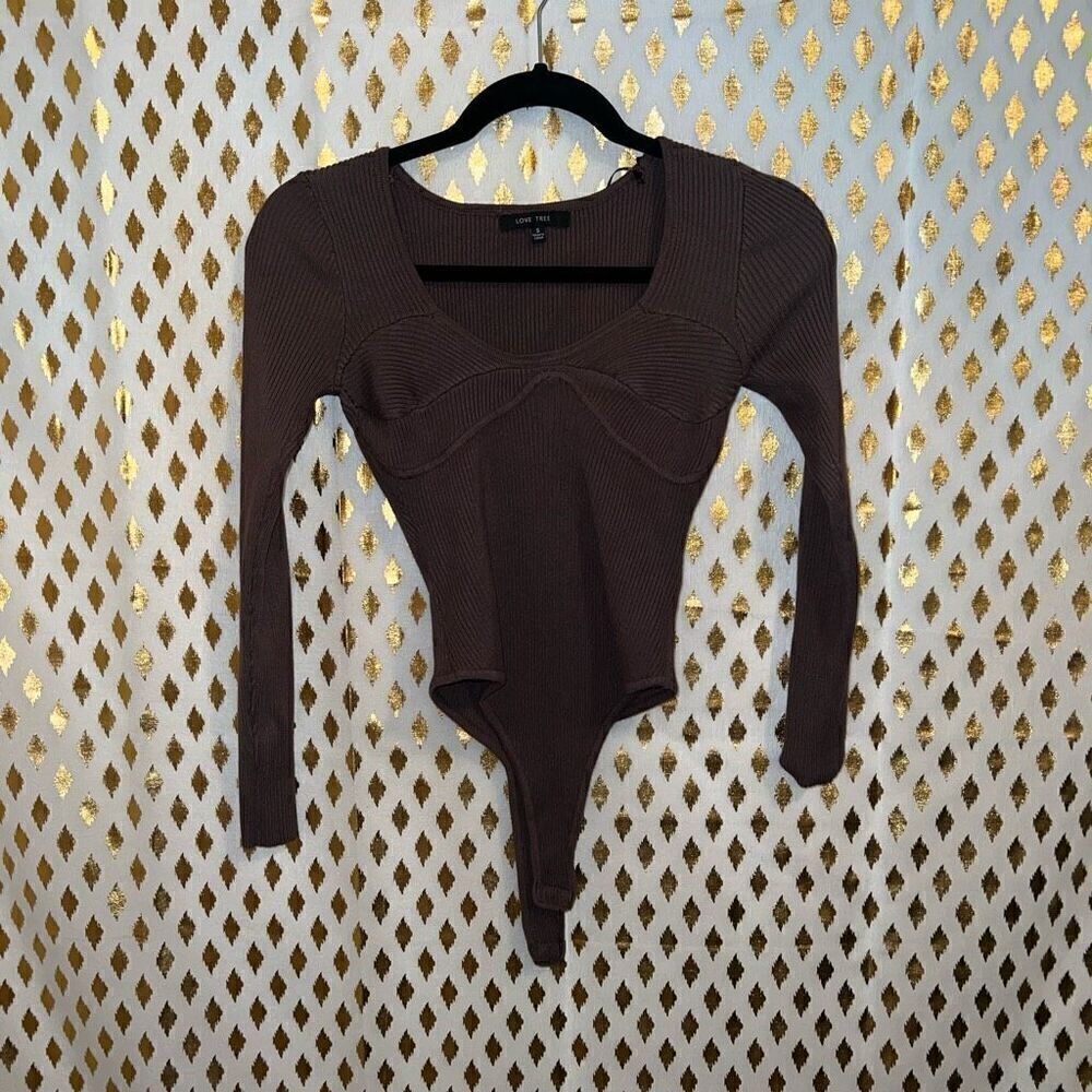 Love tree Tilly’s ribbed sweater bodysuit brown S